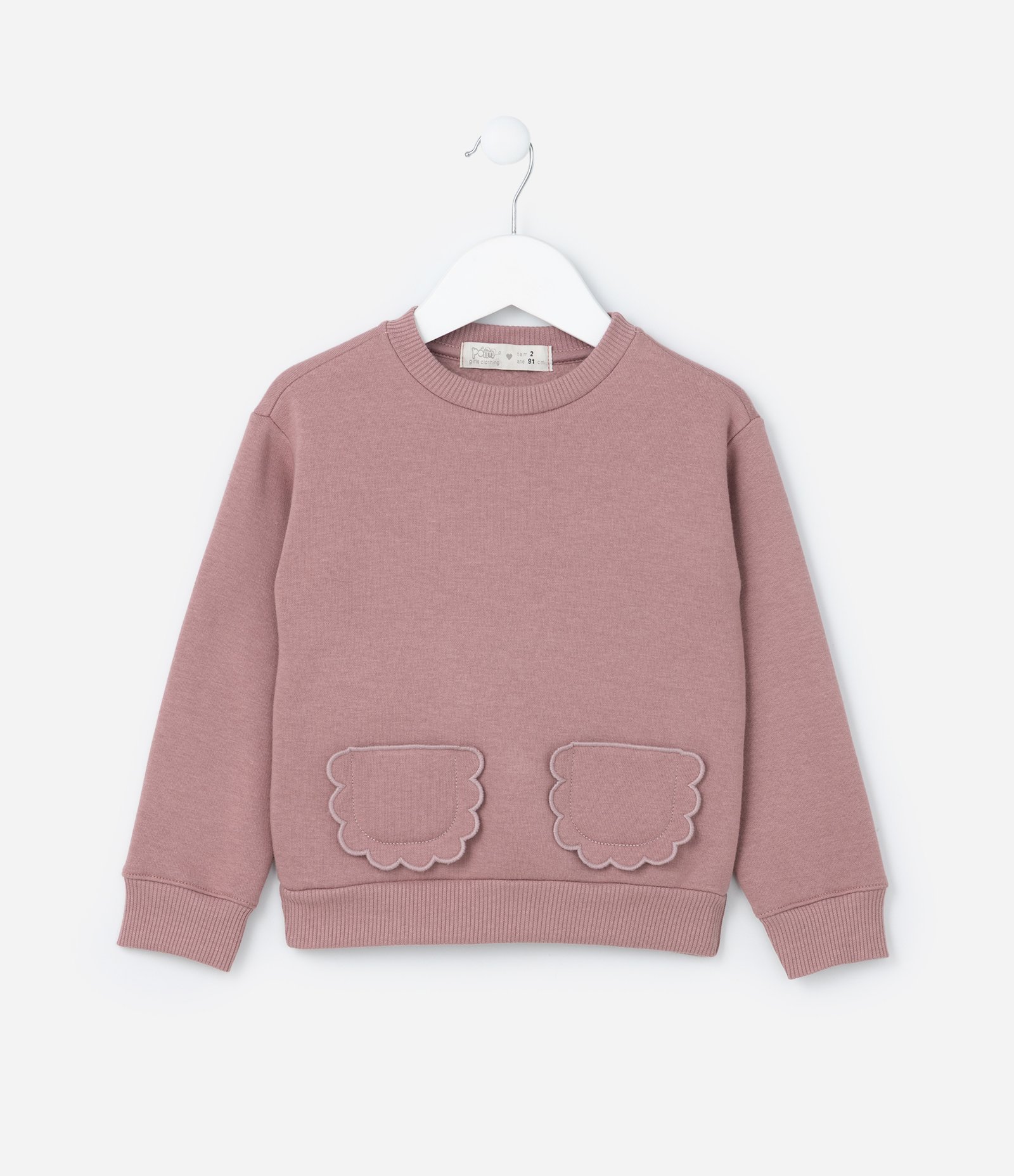 Casaco Infantil com Bolsinhos de Nuvem - Tam 1 a 6 Anos Rosa 1