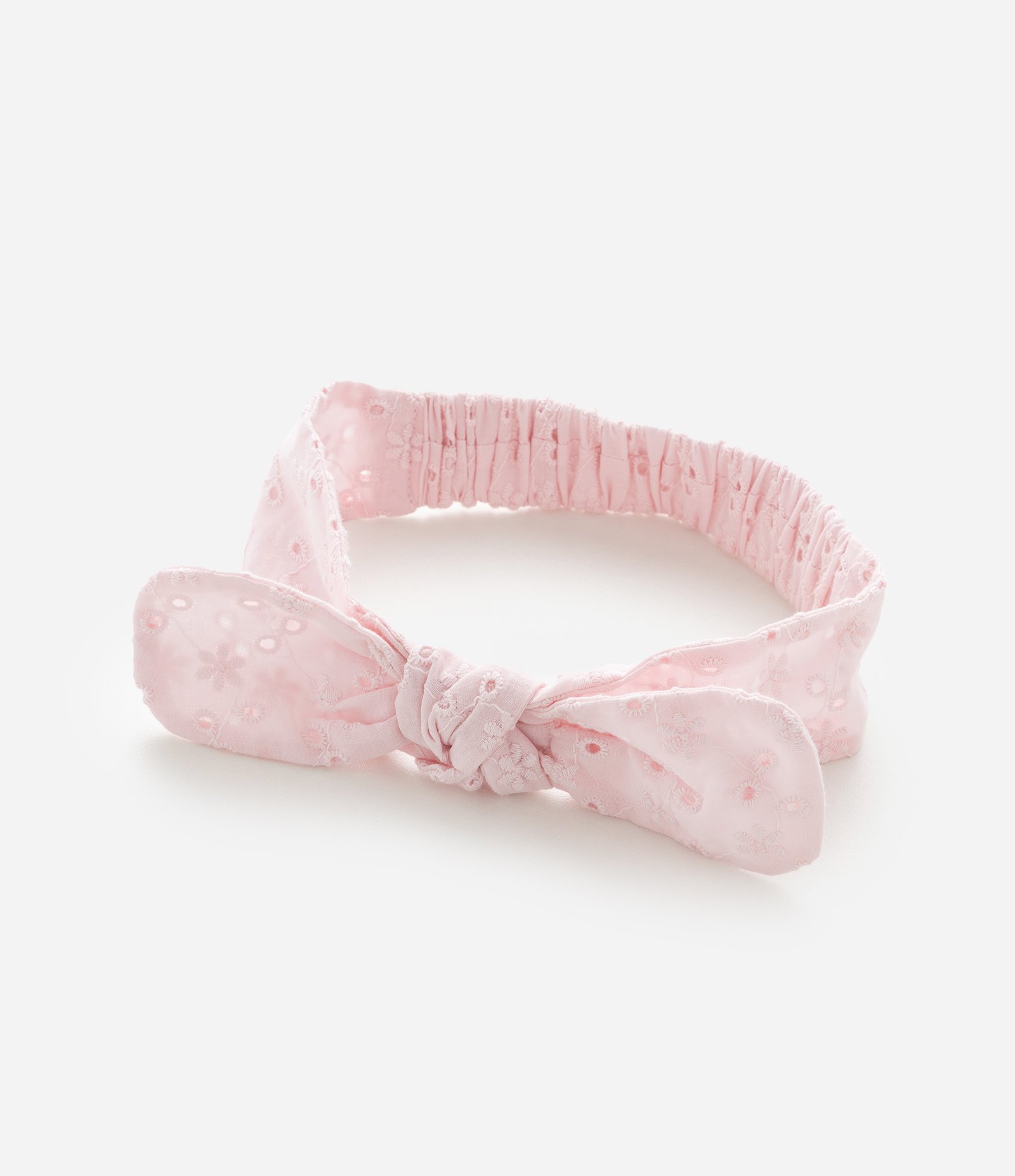 Macaquinho em Tricoline com Babado Broderie e Faixa de Cabelo - Tam 0 a 18 Meses Rosa 9