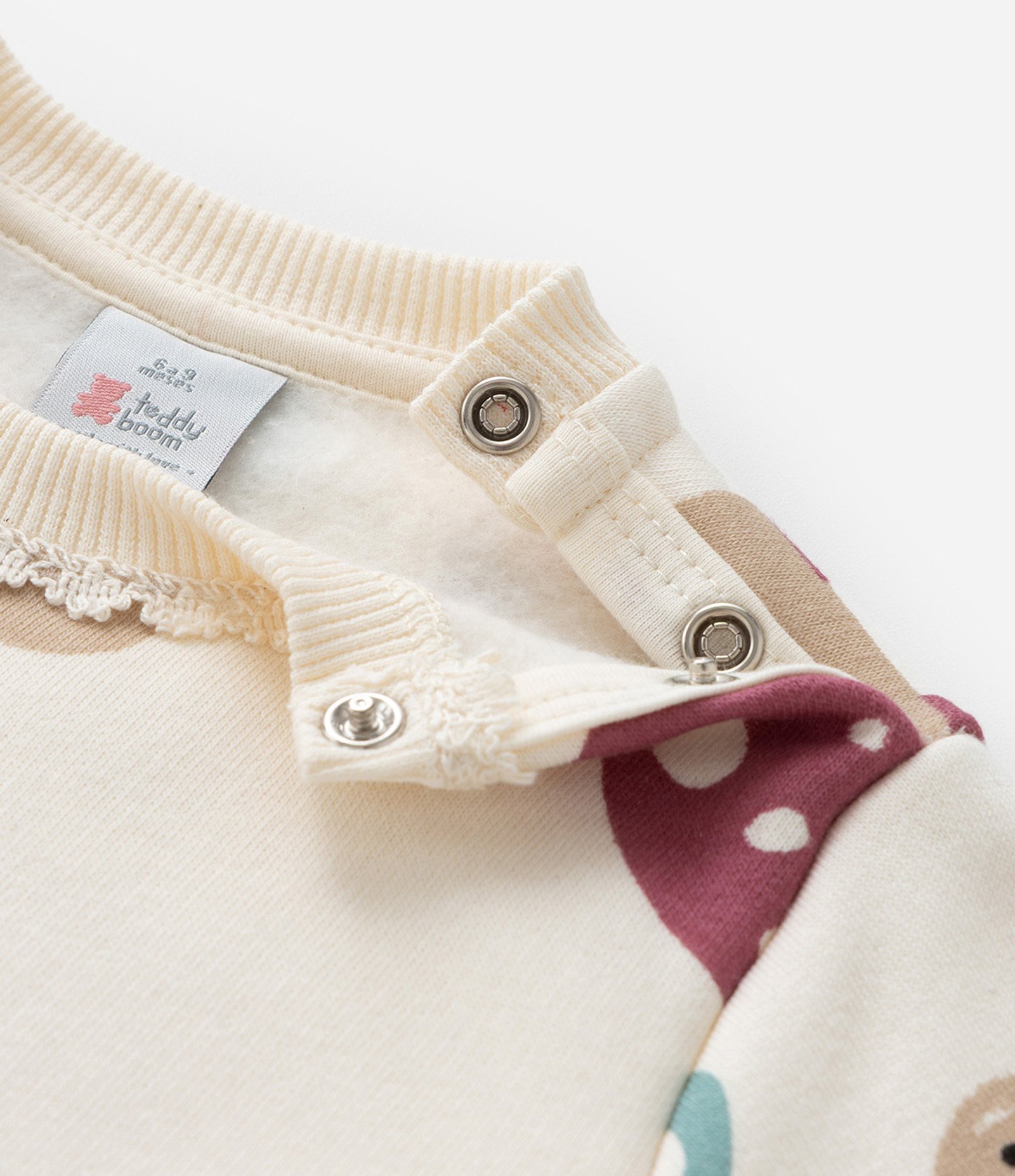 Casaco Infantil com Detalhes em Renda e Estampa Cogumelos - Tam 0 a 18 meses Bege 6