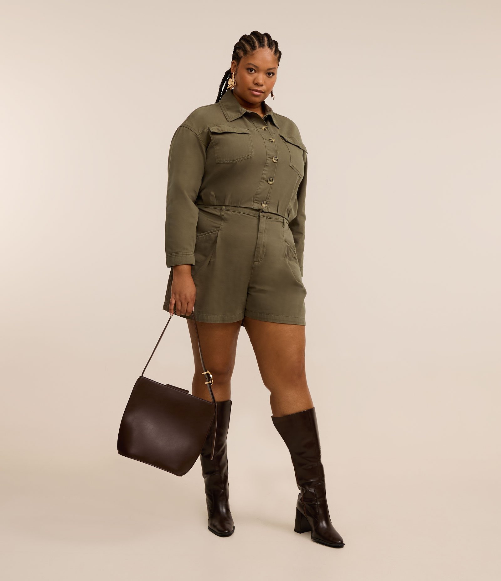 Jaqueta Cropped em Sarja Balonê Curve & Plus Size Verde 3