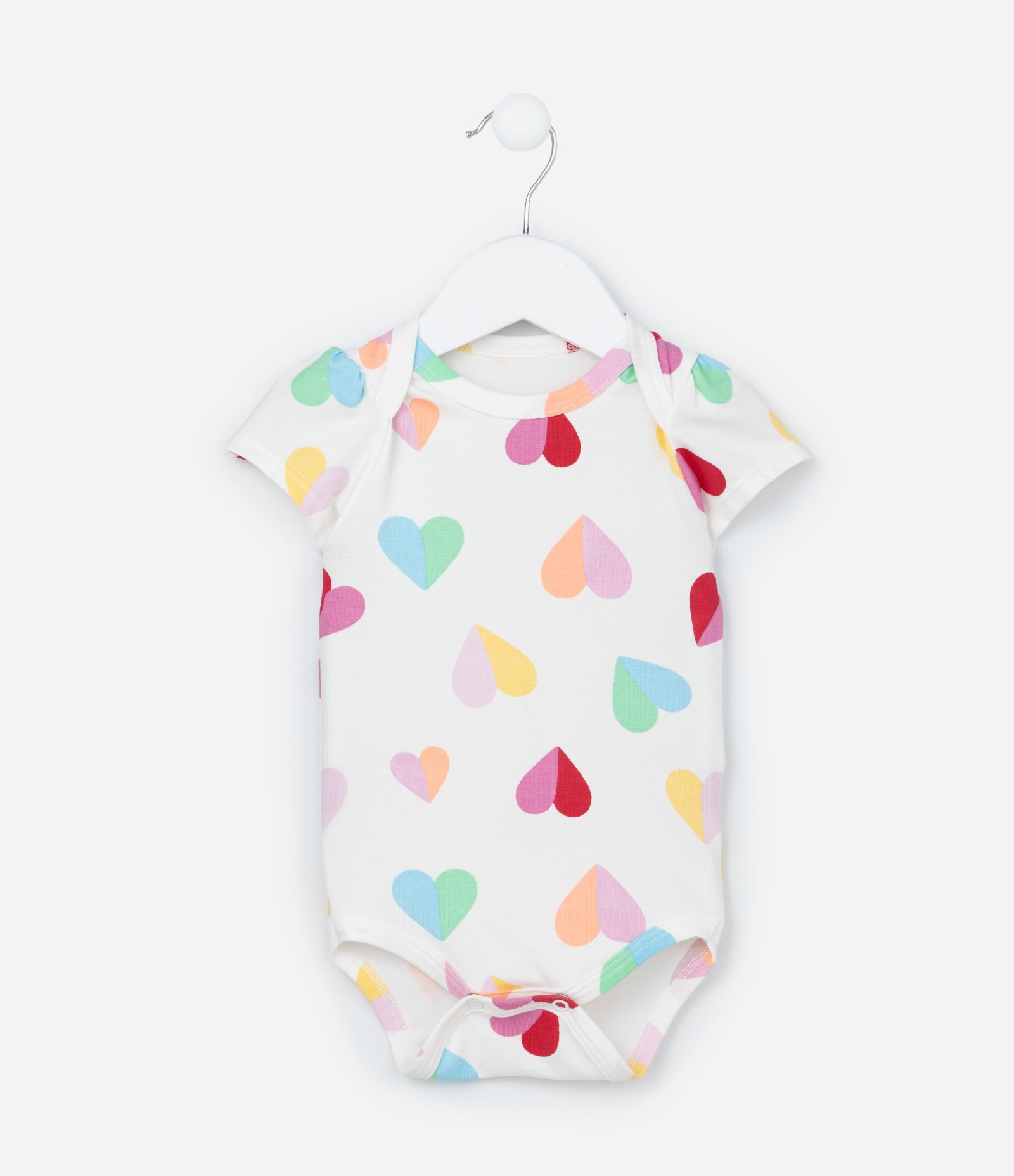 Body Infantil em Algodão com Estampa Corações - Tam 0 a  24 meses Branco 1