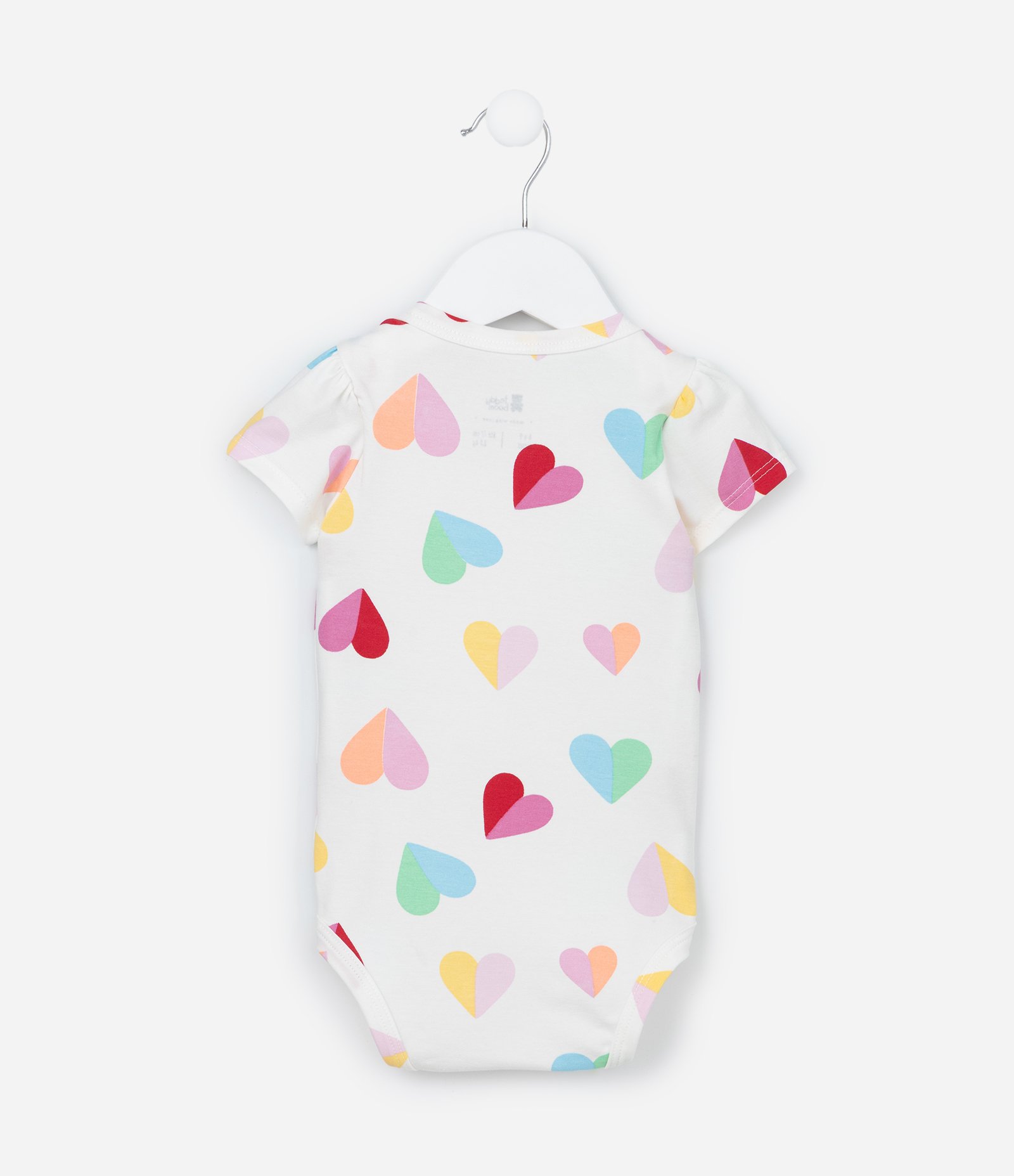 Body Infantil em Algodão com Estampa Corações - Tam 0 a  24 meses Branco 2