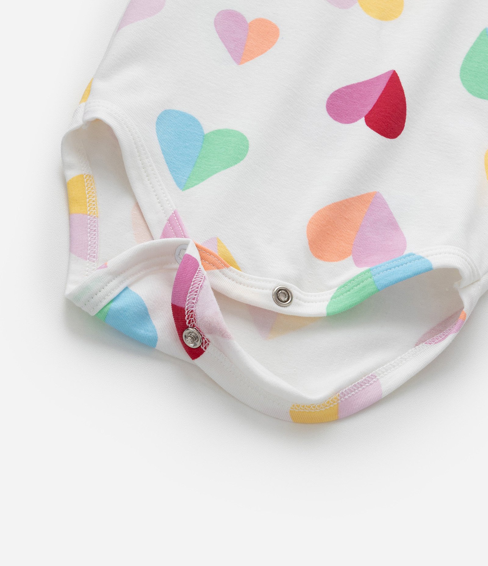 Body Infantil em Algodão com Estampa Corações - Tam 0 a  24 meses Branco 5