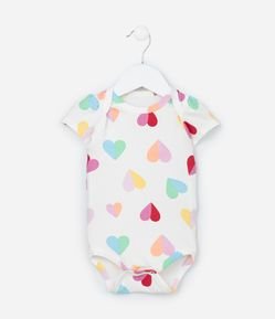 Body Infantil em Algodão com Estampa Corações - Tam 0 a  24 meses