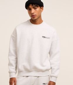 Casaco Boxy em Moletom com Felpa Estampa Lettering