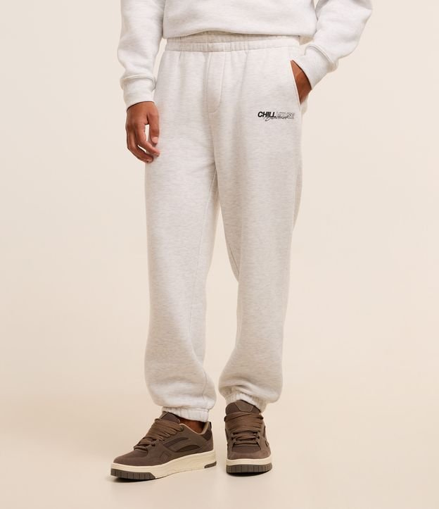 Calça Jogger em Moletom com Felpa com Estampa Lettering