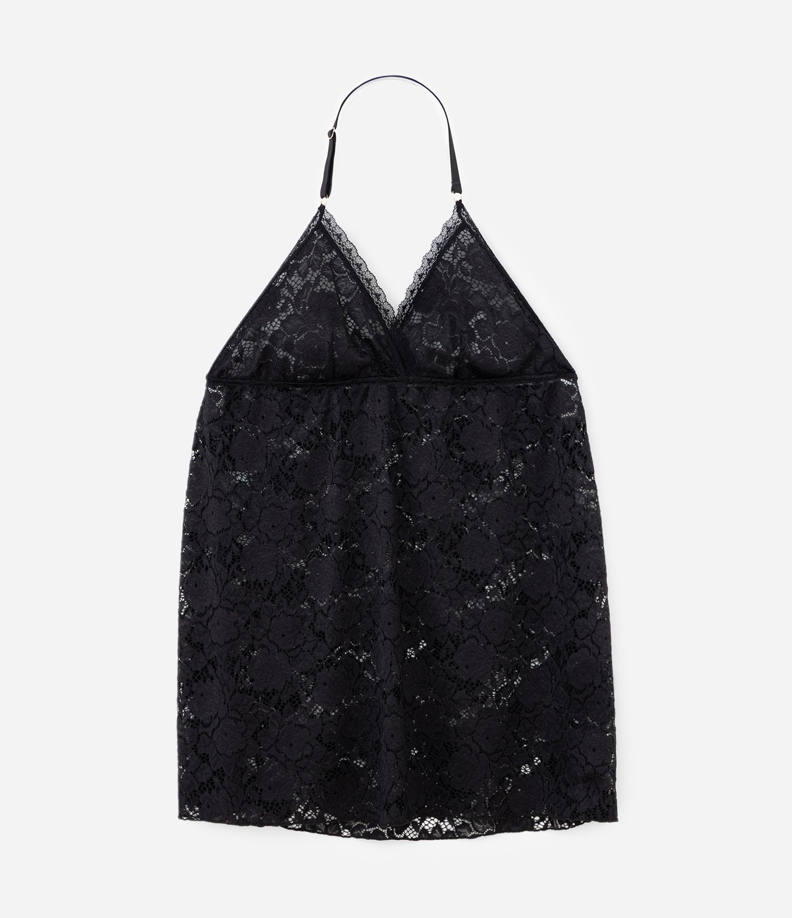 Camisola Baby Doll em Renda Frente Única Curve & Plus Size Preto 4