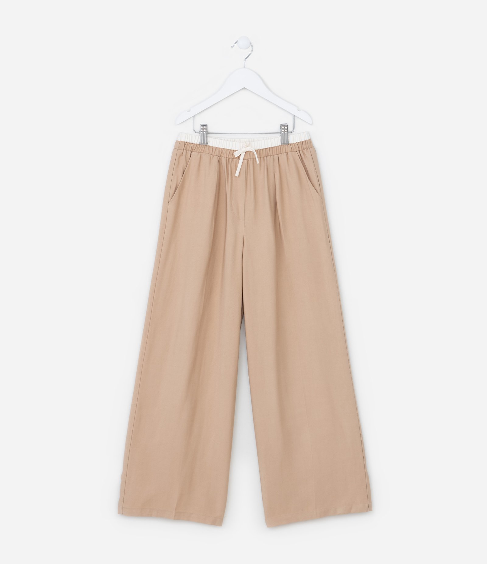 Calça Reta Infantil Alfaiatada com Cós Contrastante - Tam 5  14 Anos Bege 2