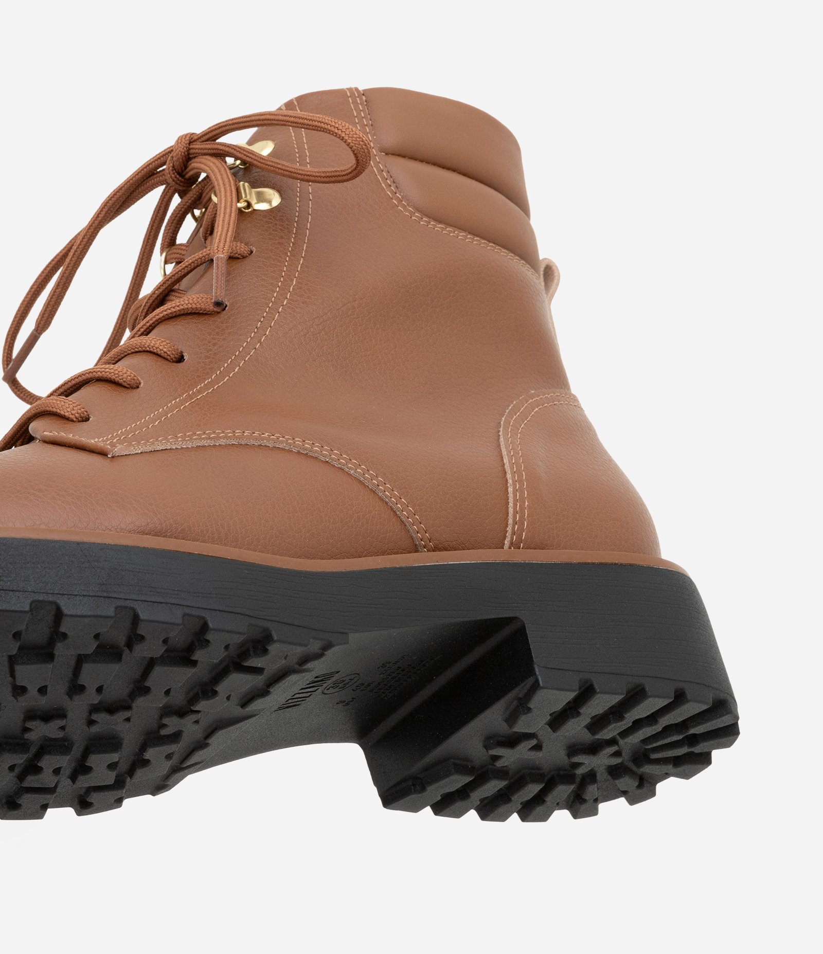 Bota Coturno em PU com Recortes Pespontados Marrom Claro 4