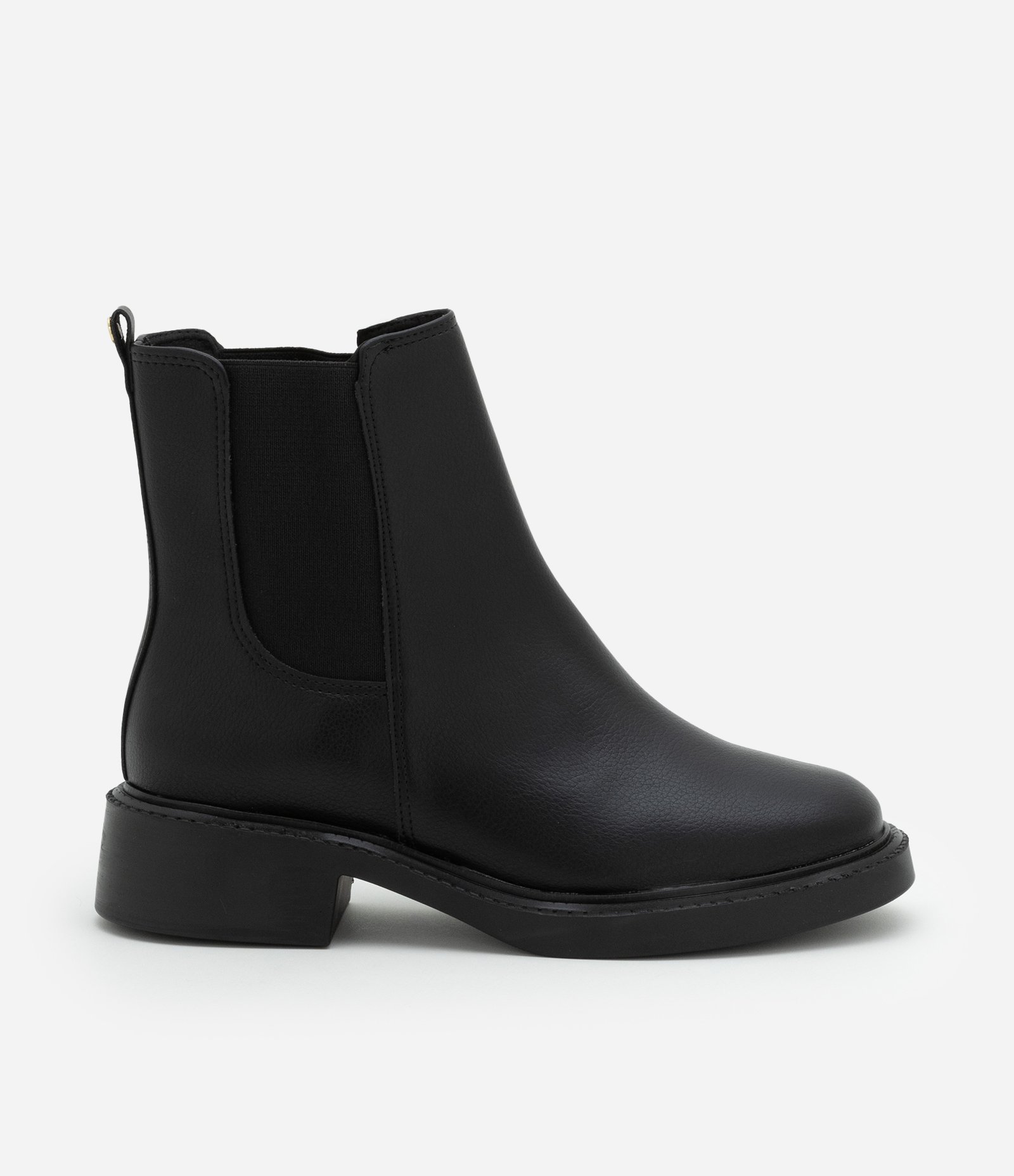 Bota Chelsea em PU com Elásticos nas Laterais Preto 1