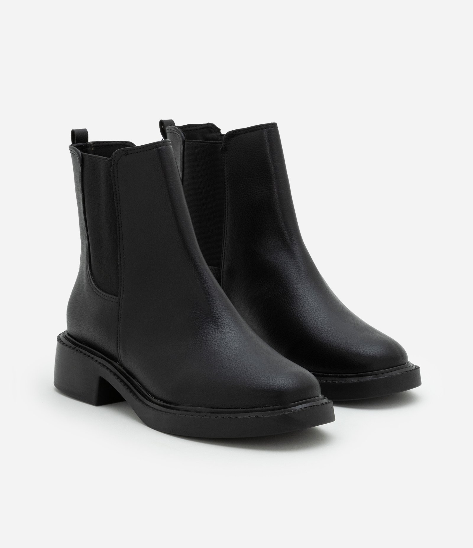 Bota Chelsea em PU com Elásticos nas Laterais Preto 2
