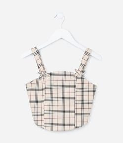 Blusa Infantil em Alfaiataria com Estampa Xadrez - Tam 5 a 14 Anos