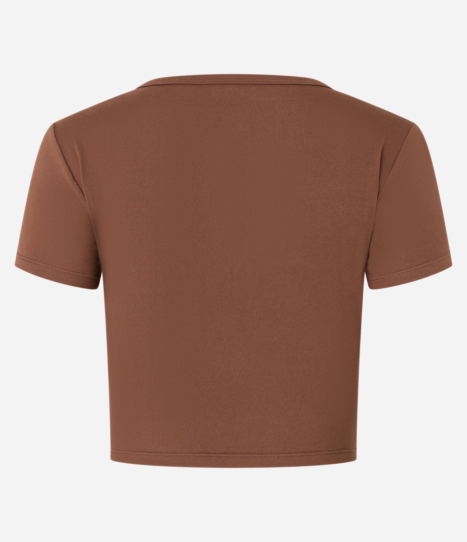 Camiseta Cropped Esportiva em Microfibra com Toque Suave Marrom 6