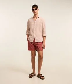 Bermuda em Algodão com Linho e Cós Elástico