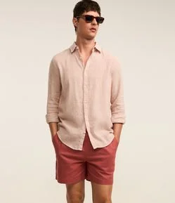 Bermuda em Algodão com Linho e Cós Elástico