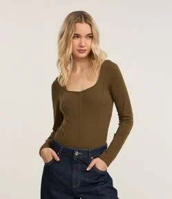 Body em Poliamida Seamless e Decote Quadrado