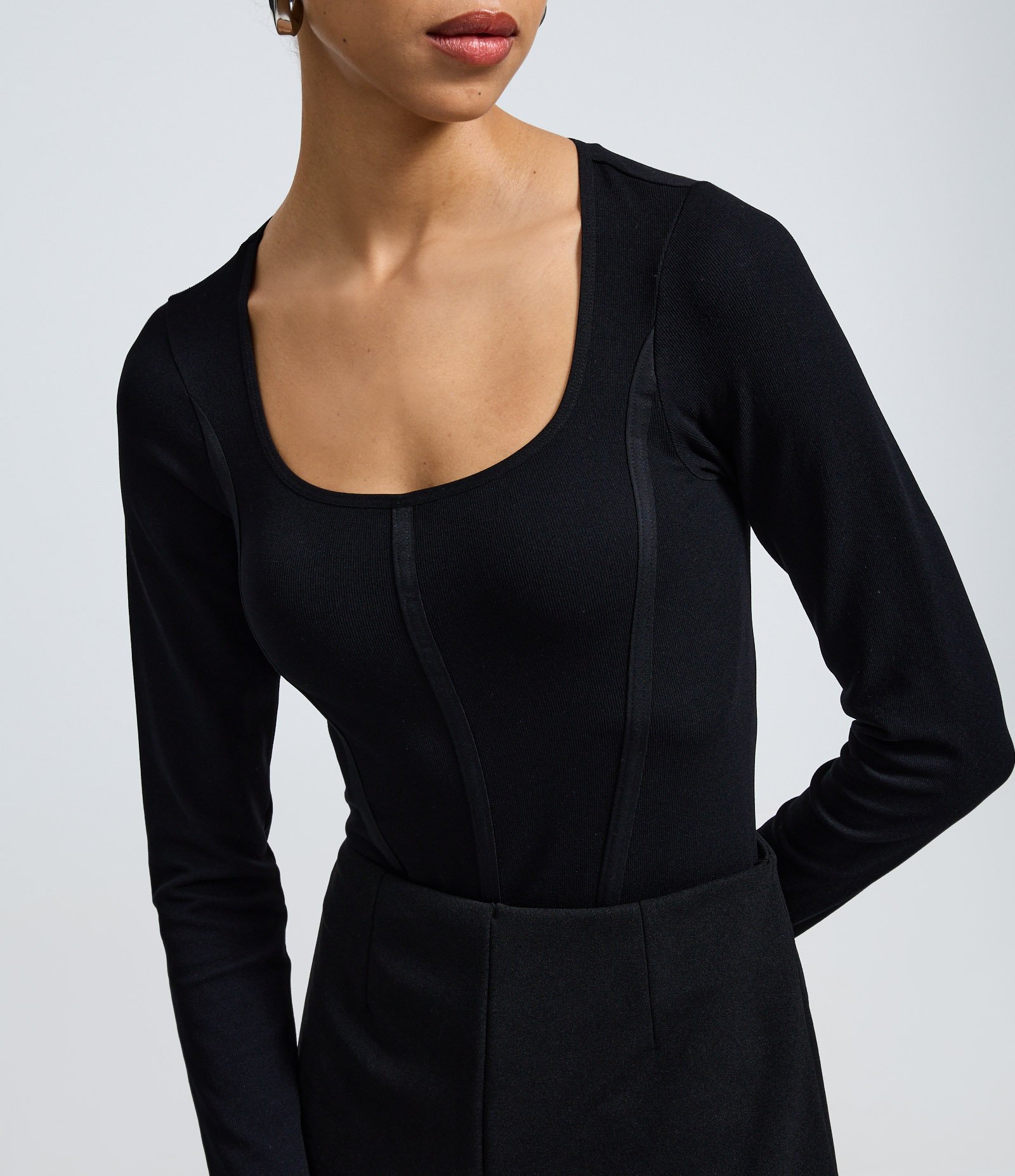 Body em Poliamida Seamless e Decote Quadrado Preto 4