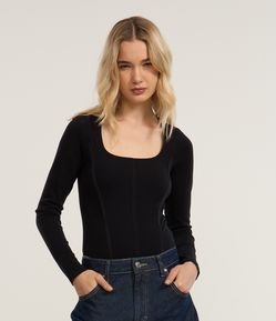 Body em Poliamida Seamless e Decote Quadrado