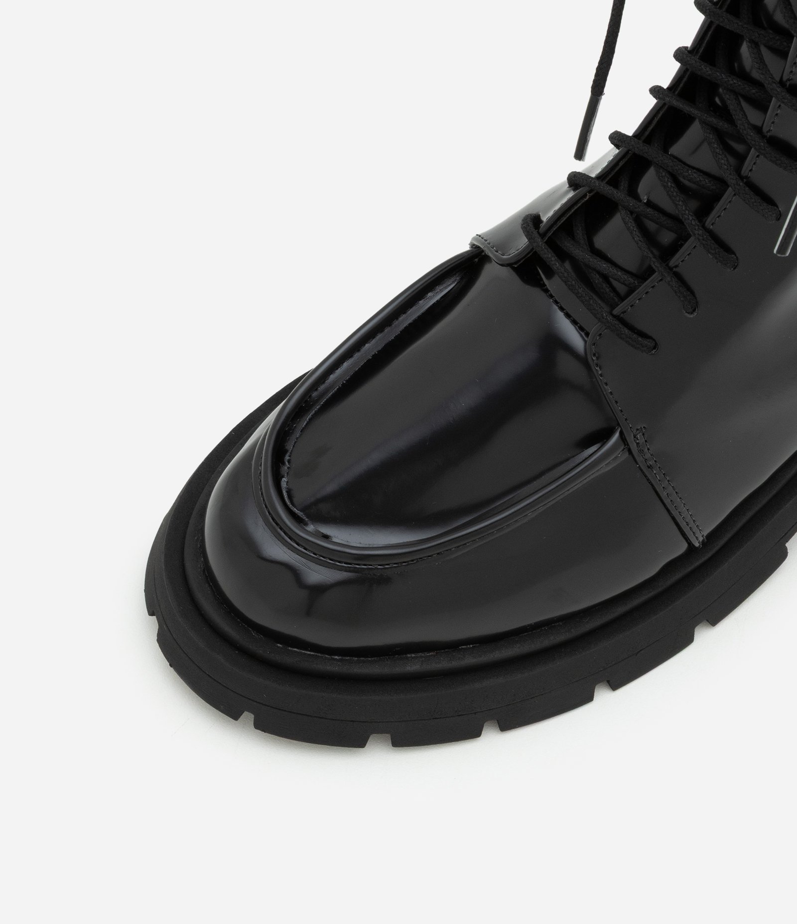 Bota Combat em PU com Cadarço e Bico Redondo Preto 4