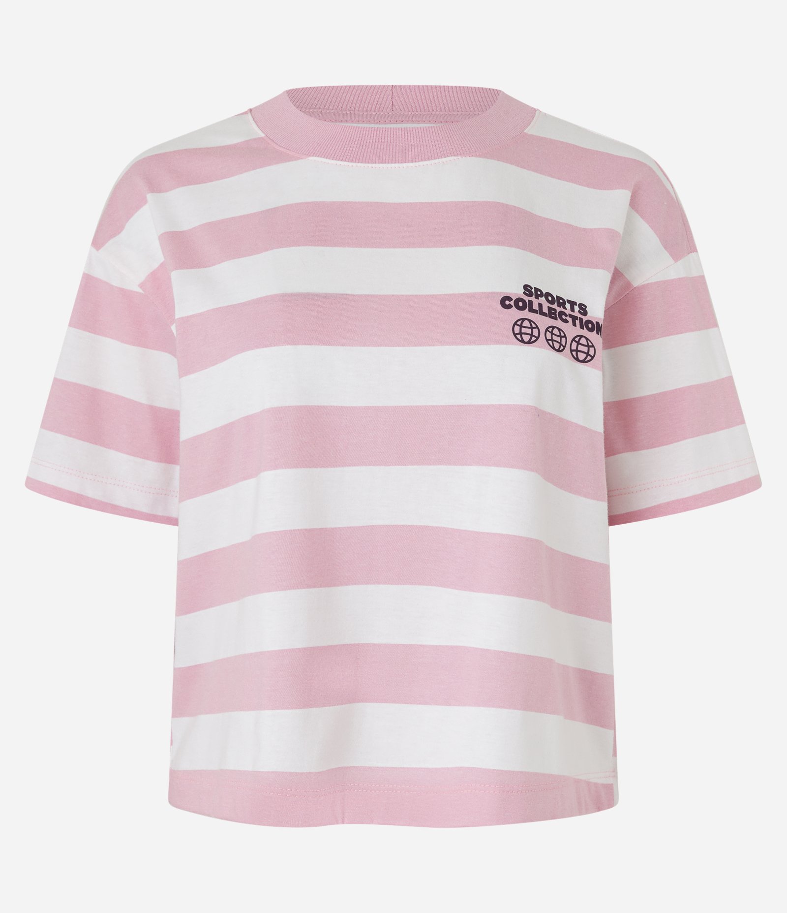 Camiseta Esportiva em Algodão com Estampa Listrada e Lettering Rosa/ Branco 8
