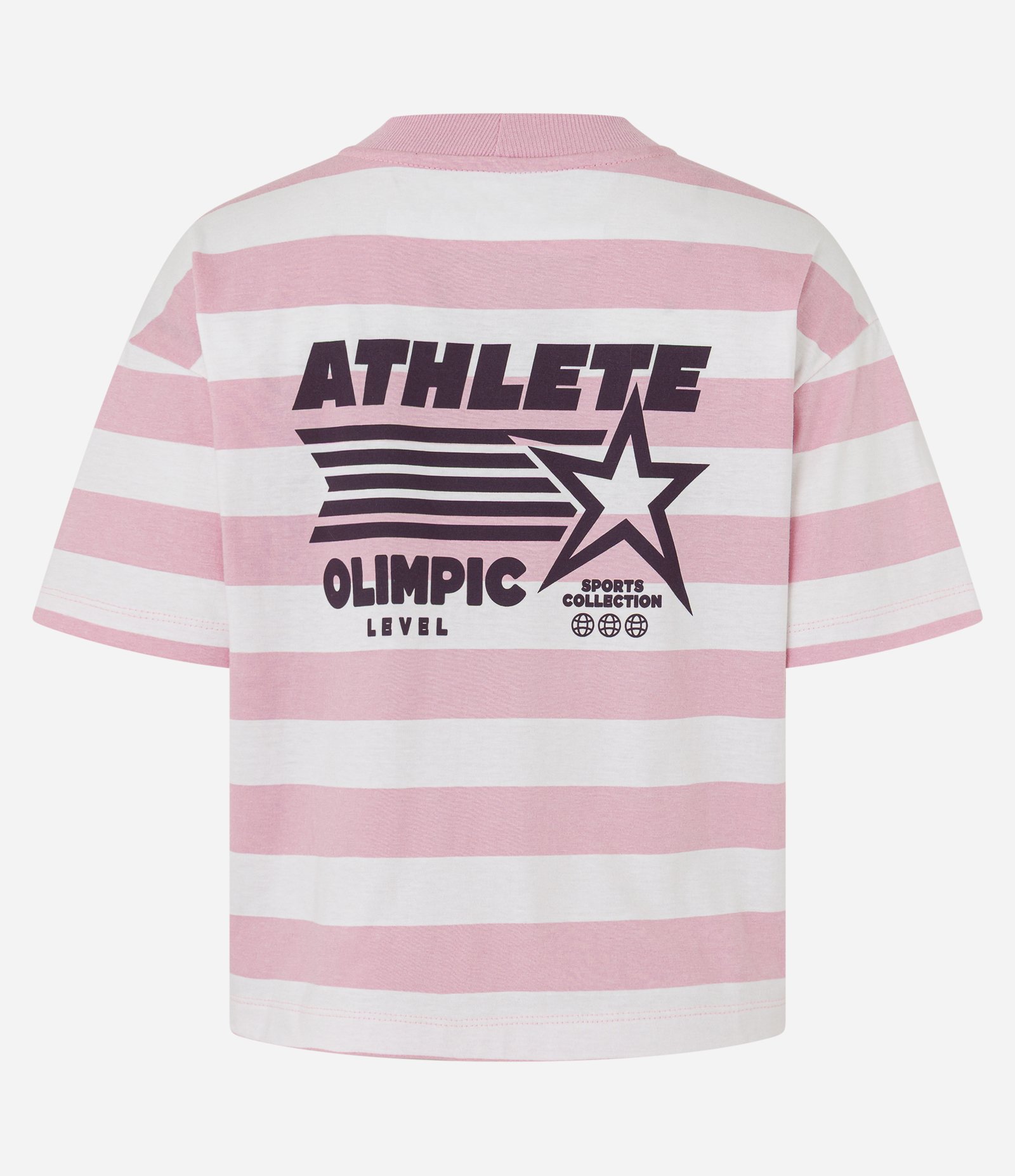 Camiseta Esportiva em Algodão com Estampa Listrada e Lettering Rosa/ Branco 9