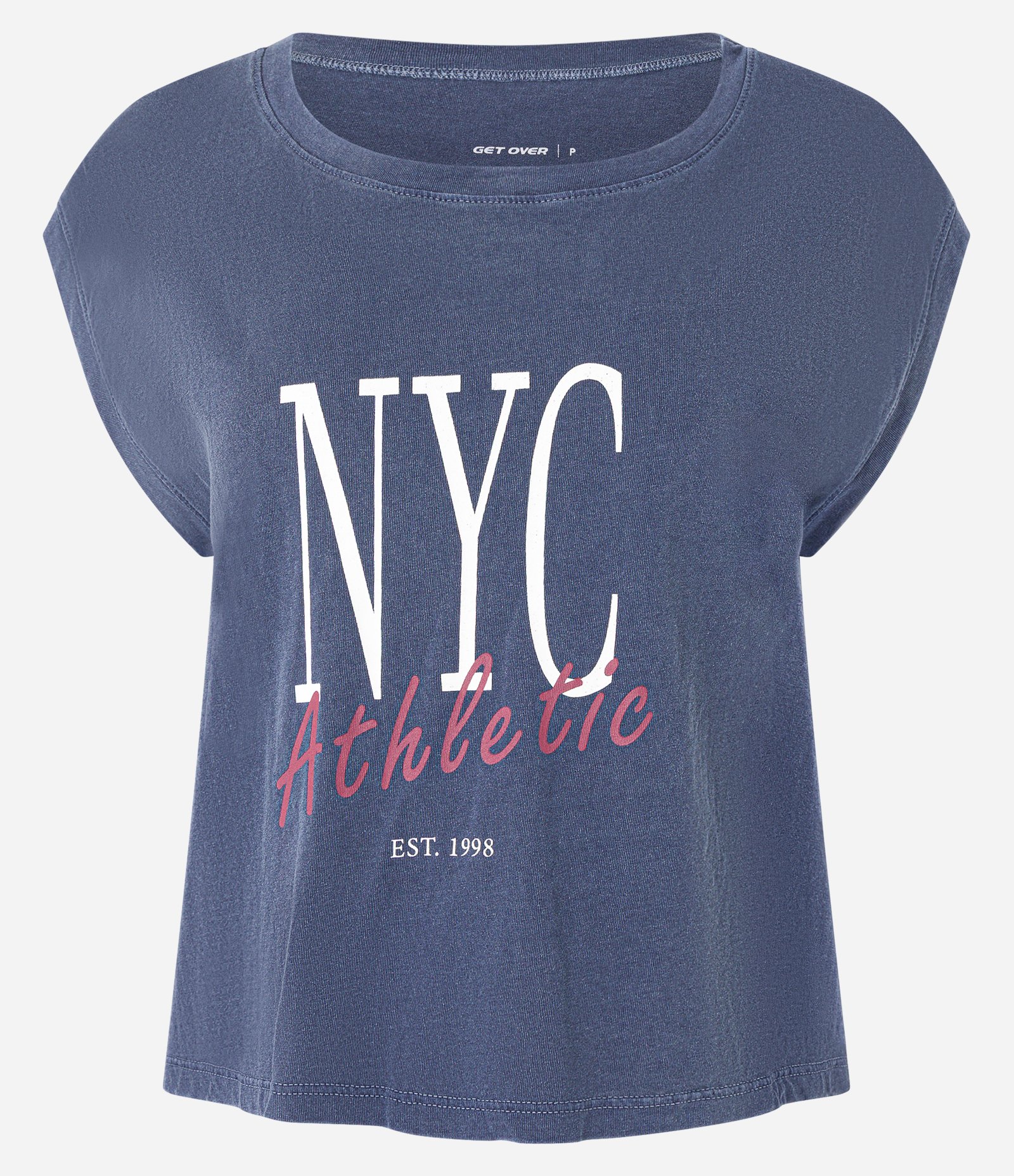 Camiseta Boxy Esportiva em Algodão Estonado com Estampa NYC Athletic Azul 4