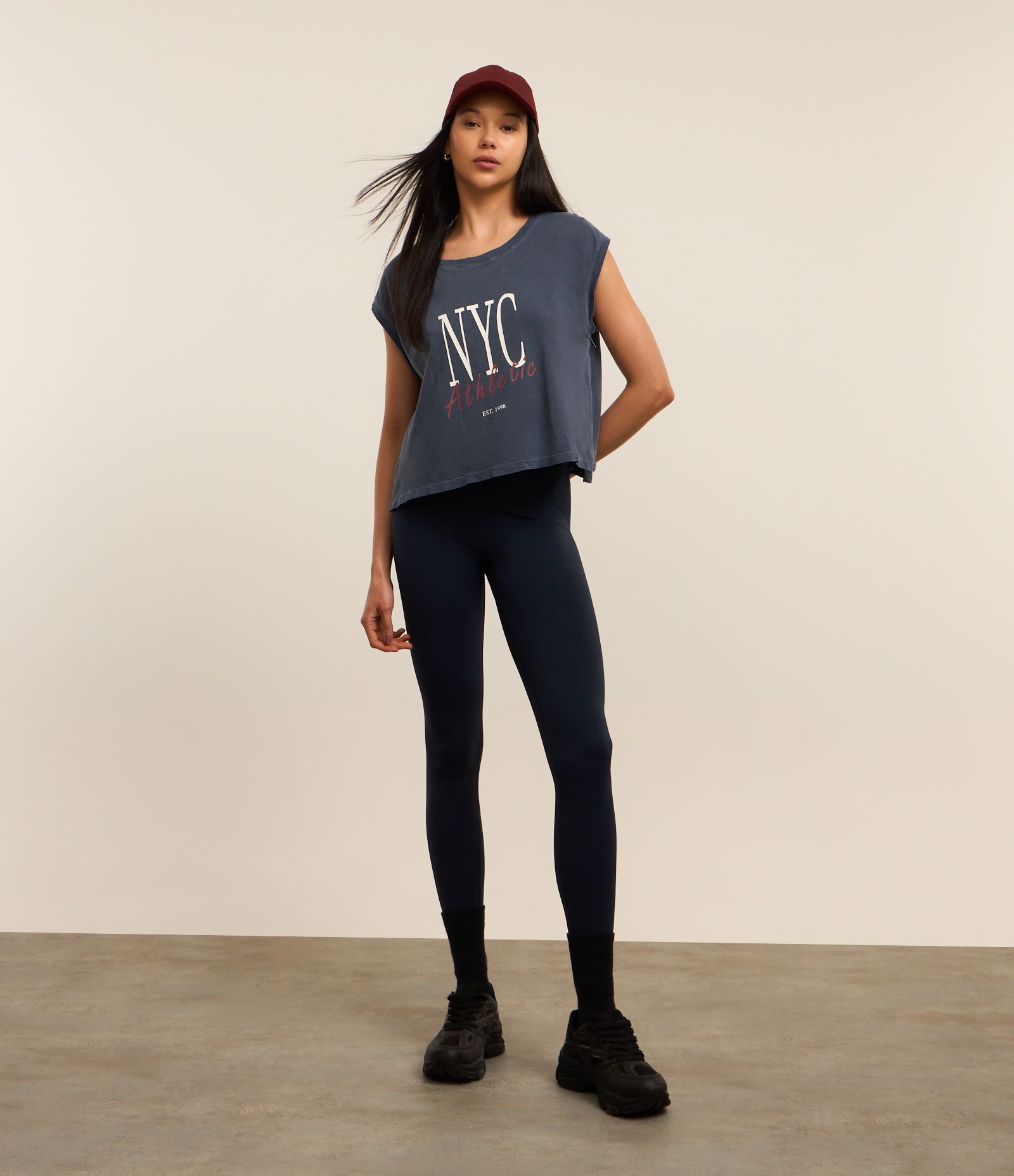 Camiseta Boxy Esportiva em Algodão Estonado com Estampa NYC Athletic Azul 2