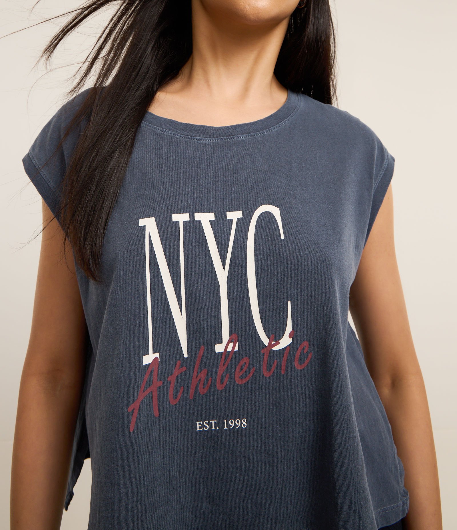 Camiseta Boxy Esportiva em Algodão Estonado com Estampa NYC Athletic Azul 3