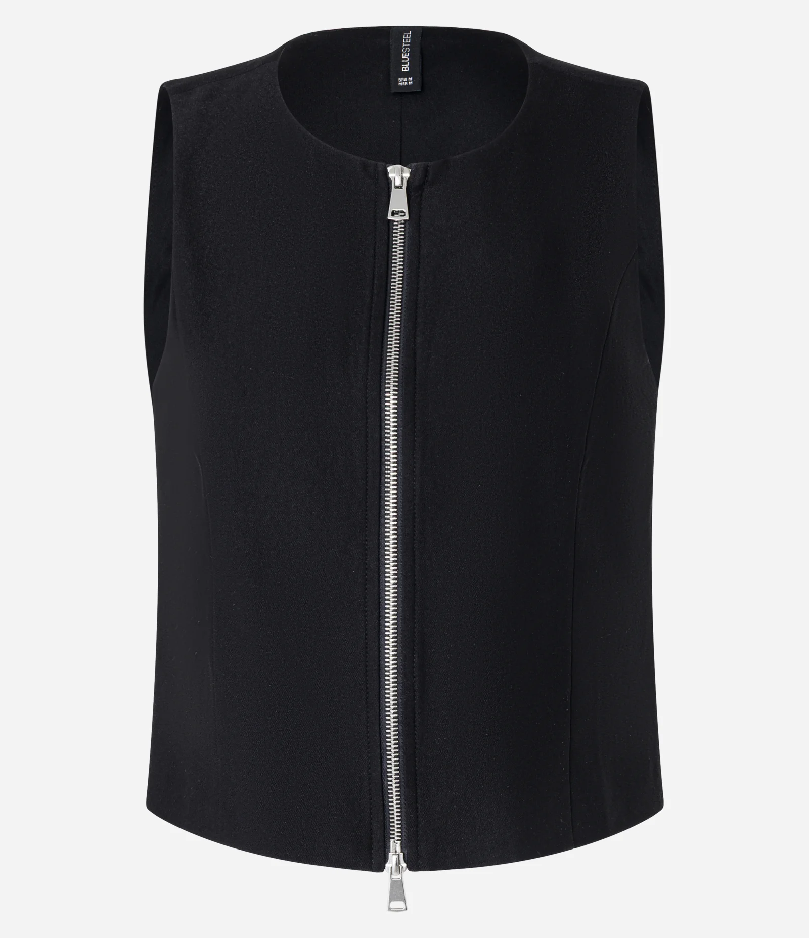 Colete em Alfaiataria Alongado com Zíper Duplo Preto 1