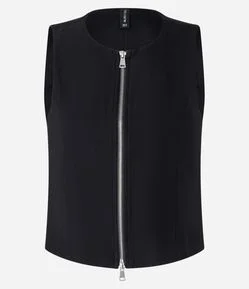 Colete em Alfaiataria Alongado com Zíper Duplo