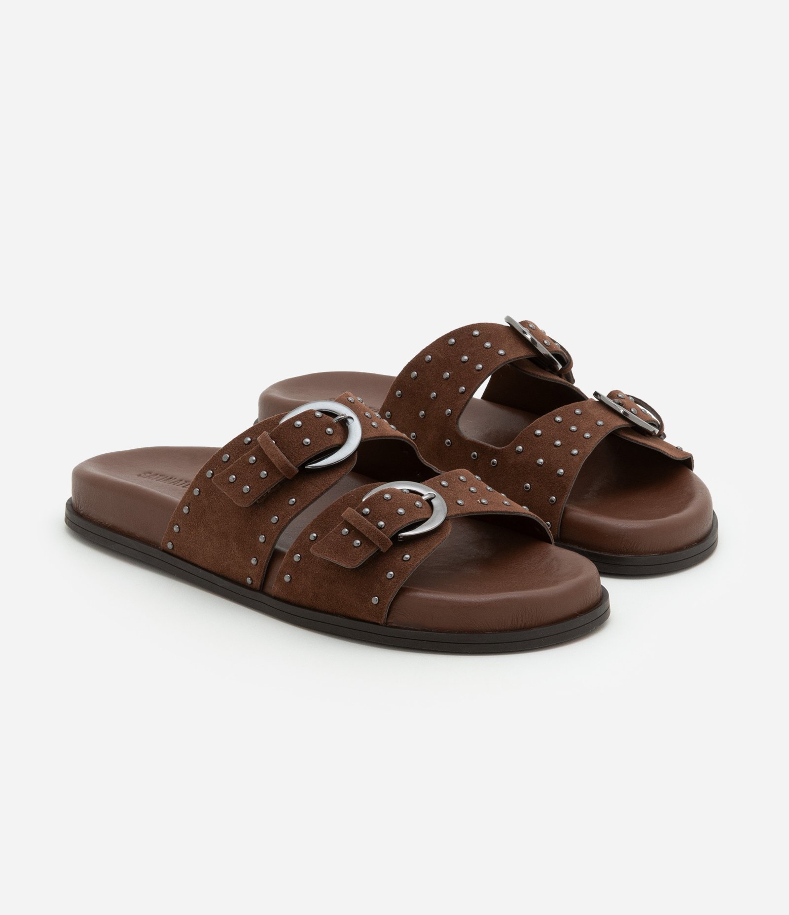 Rasteira com Tiras Largas e Fivelas Marrom 4