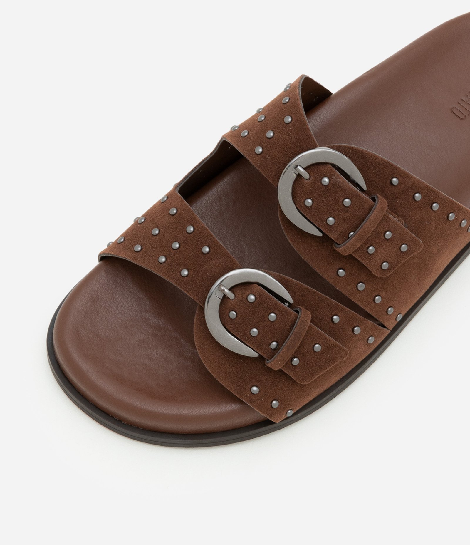 Rasteira com Tiras Largas e Fivelas Marrom 6