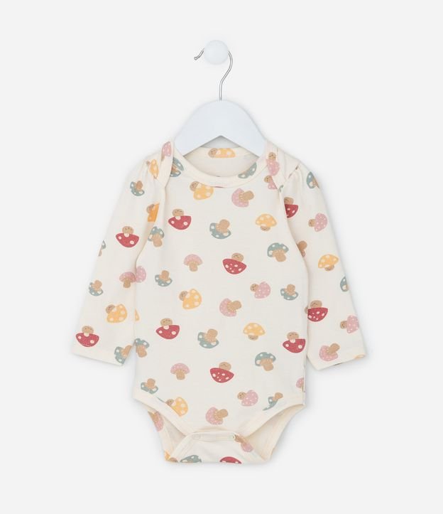 Body Infantil com Estampa de Cogumelos - Tam 0 a 18 meses