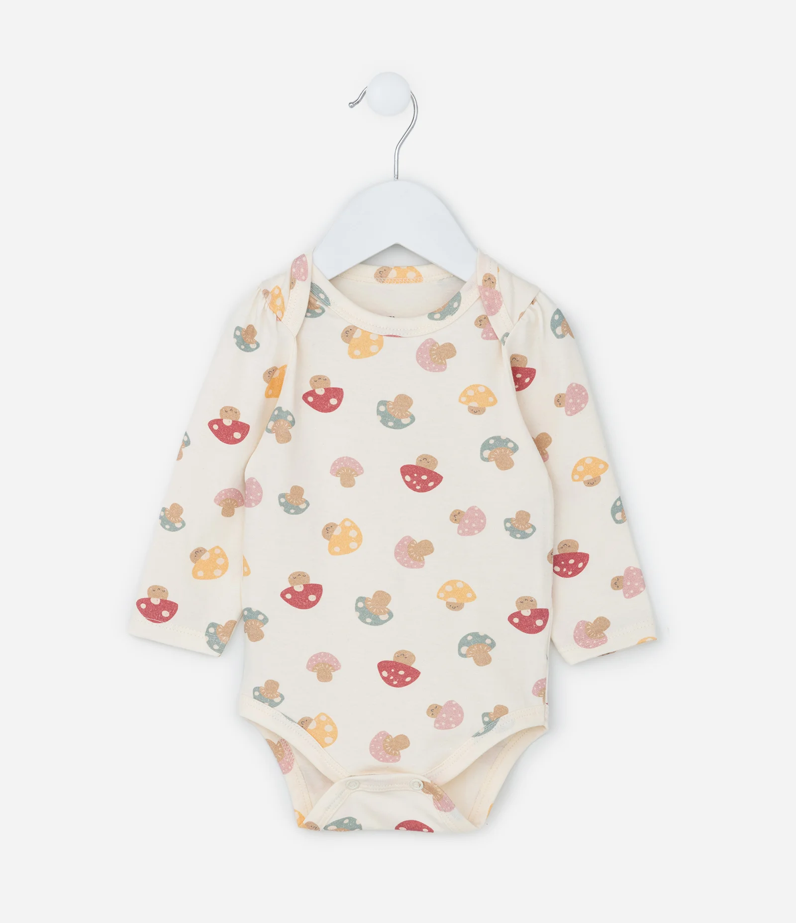 Body Infantil com Estampa de Cogumelos - Tam 0 a 18 meses Bege 1