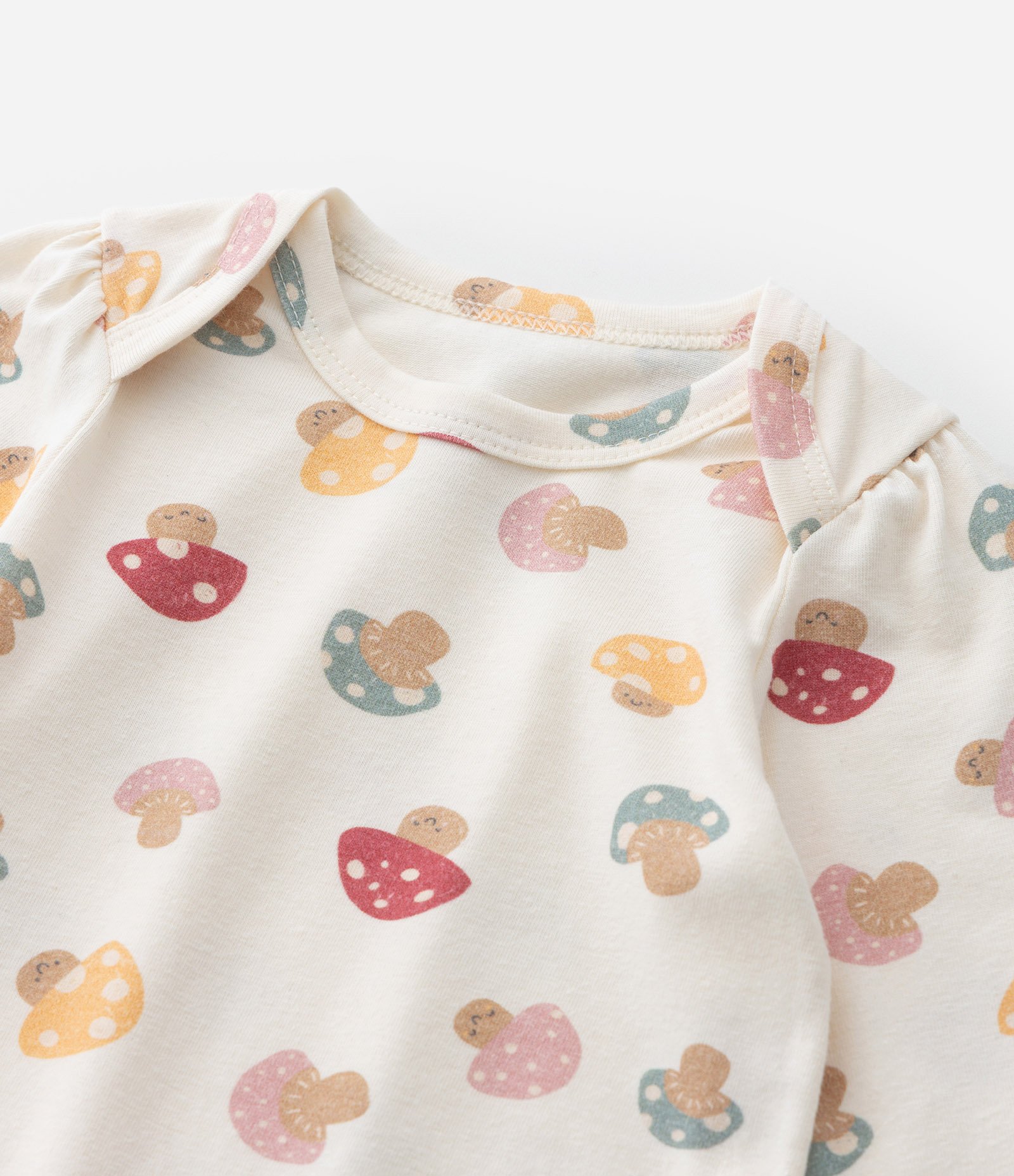 Body Infantil com Estampa de Cogumelos - Tam 0 a 18 meses Bege 4