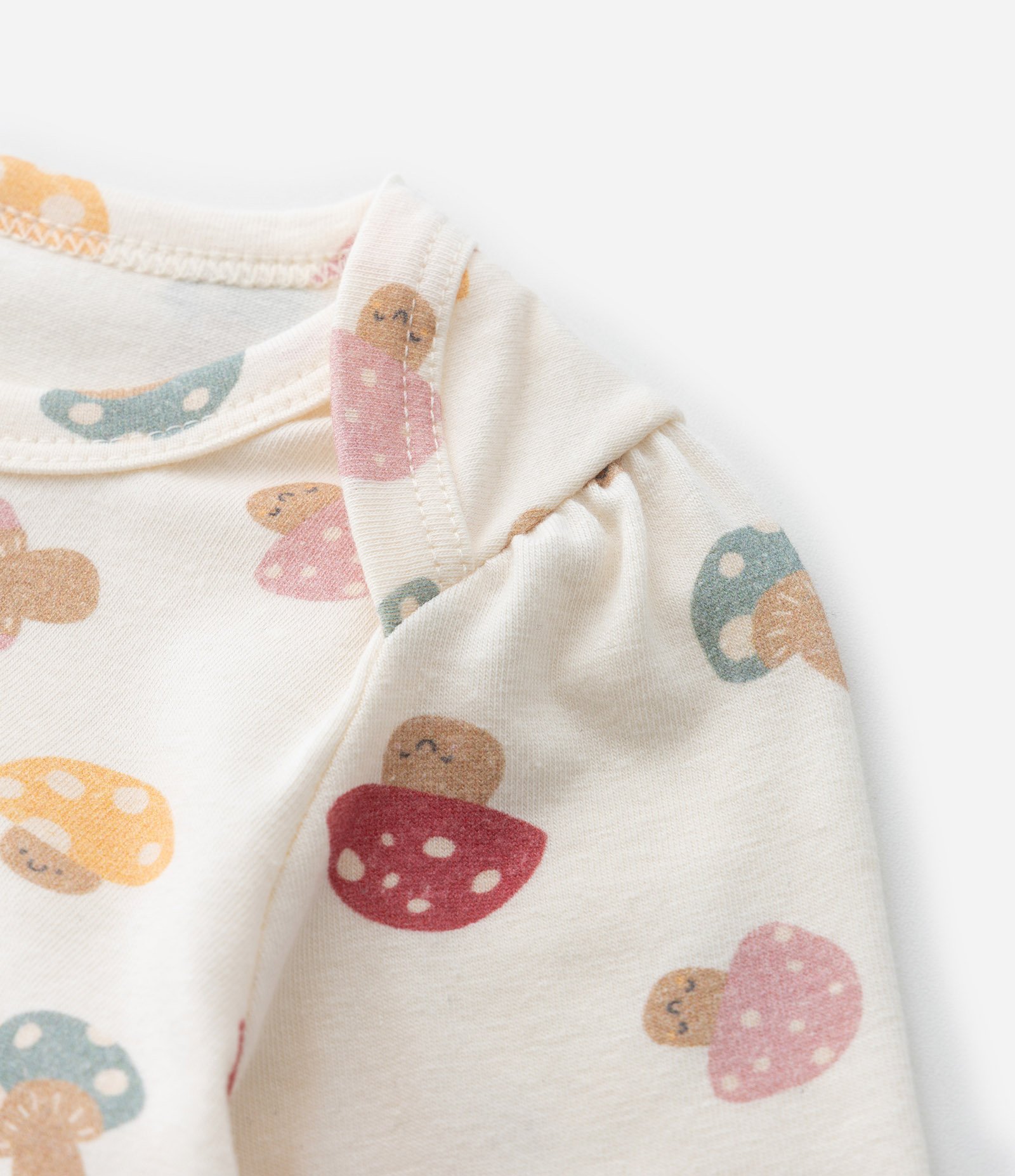 Body Infantil com Estampa de Cogumelos - Tam 0 a 18 meses Bege 6