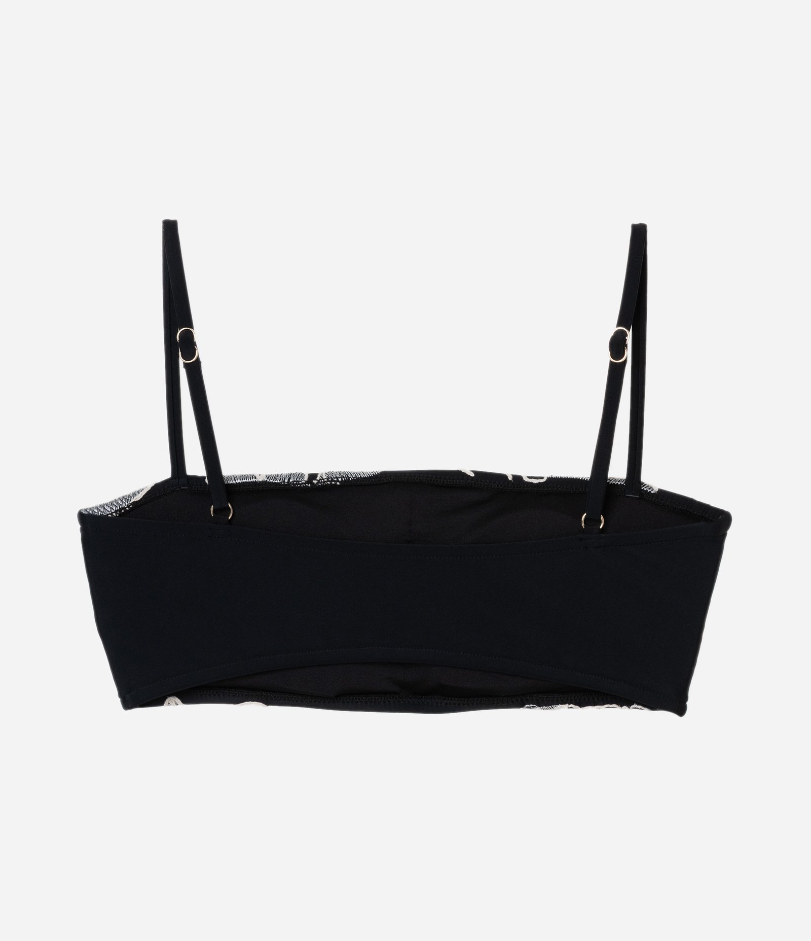Biquíni Top Bandeau em Microfibra com Bordado Floral Contrastante Preto 5
