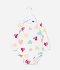 Body Infantil com Estampa Corações - Tam 0 a 24 meses