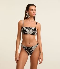 Biquíni Calcinha Básica em Microfibra com Bordado Floral