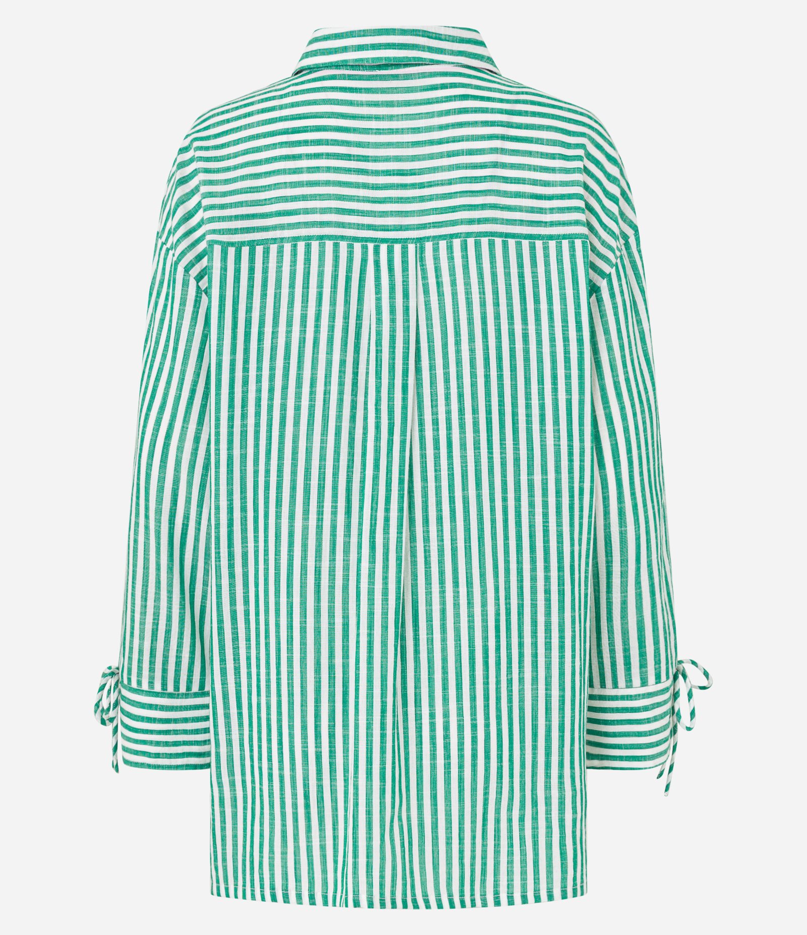 Saída de Praia Chemise em Tricoline Listrado com Amarração no Pulso Verde 6