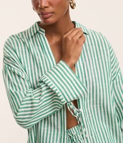 Saída de Praia Chemise em Tricoline Listrado com Amarração no Pulso
