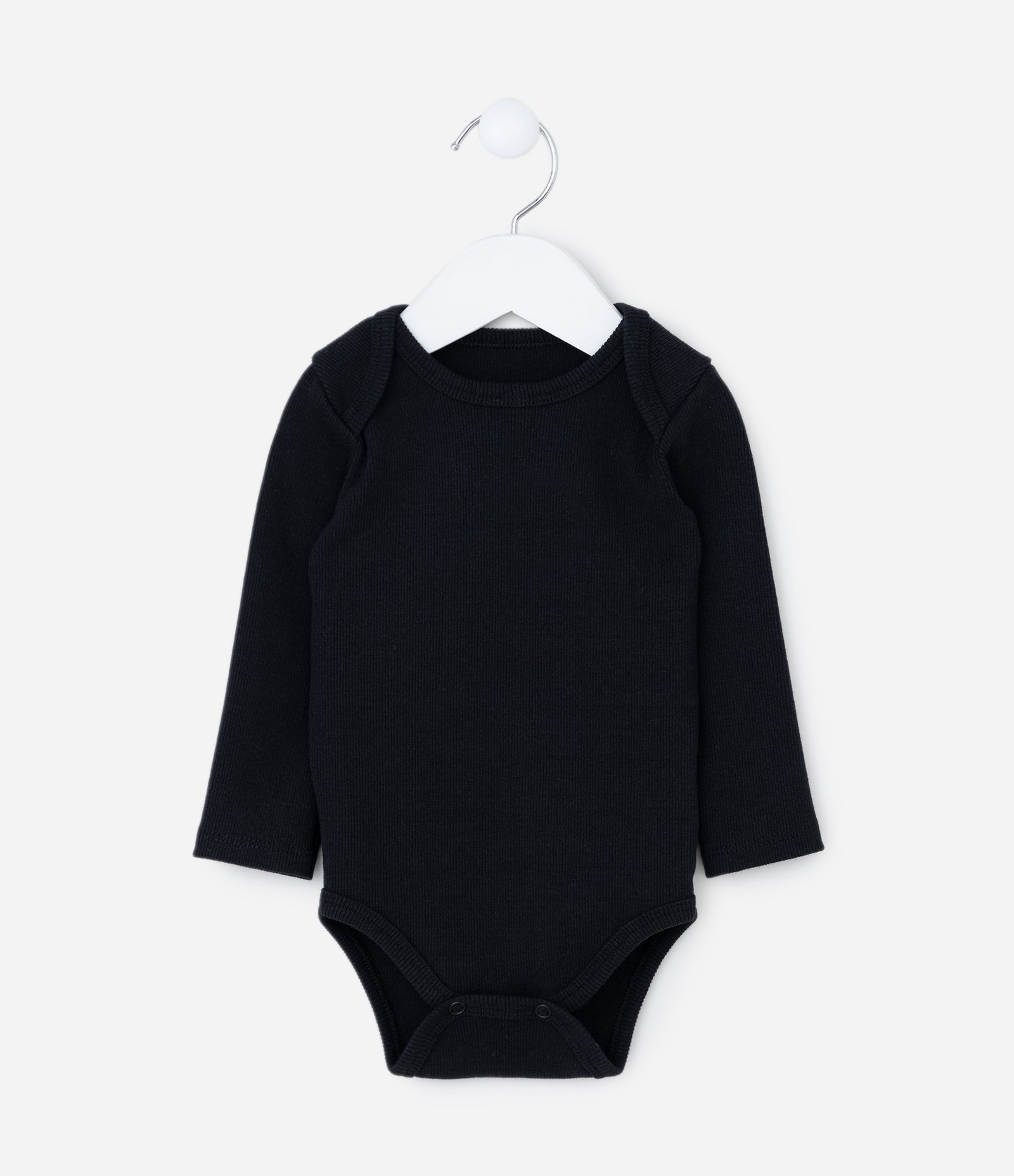 Body Infantil Básico com Textura Canelada - Tam RN a 18 meses Preto 1