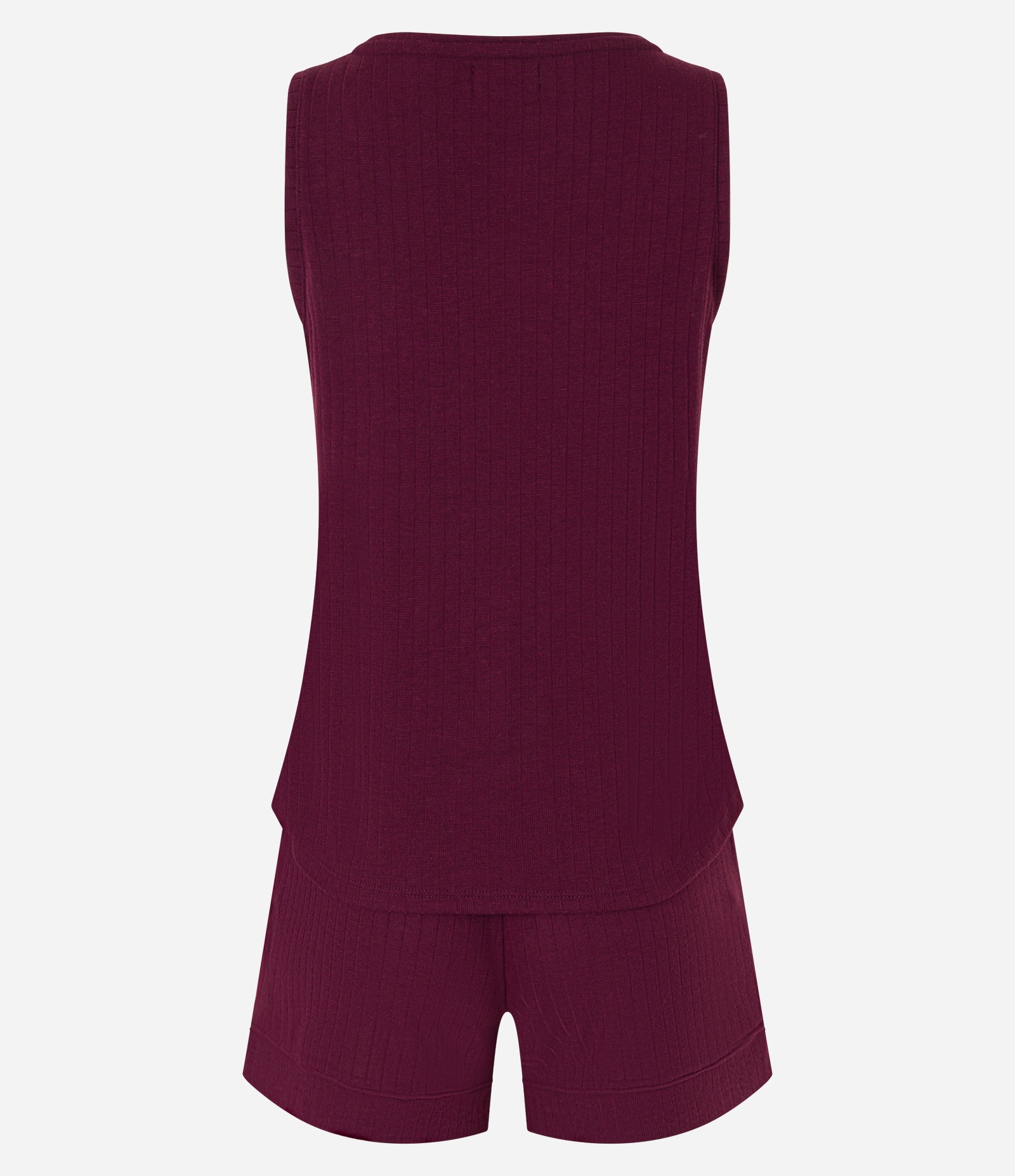 Pijama Short Doll em Ribana com Abotoamento na Blusa Vinho 5