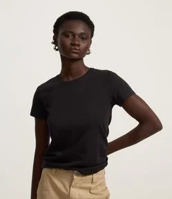 Blusa em Algodão Spandex com Manga Curta