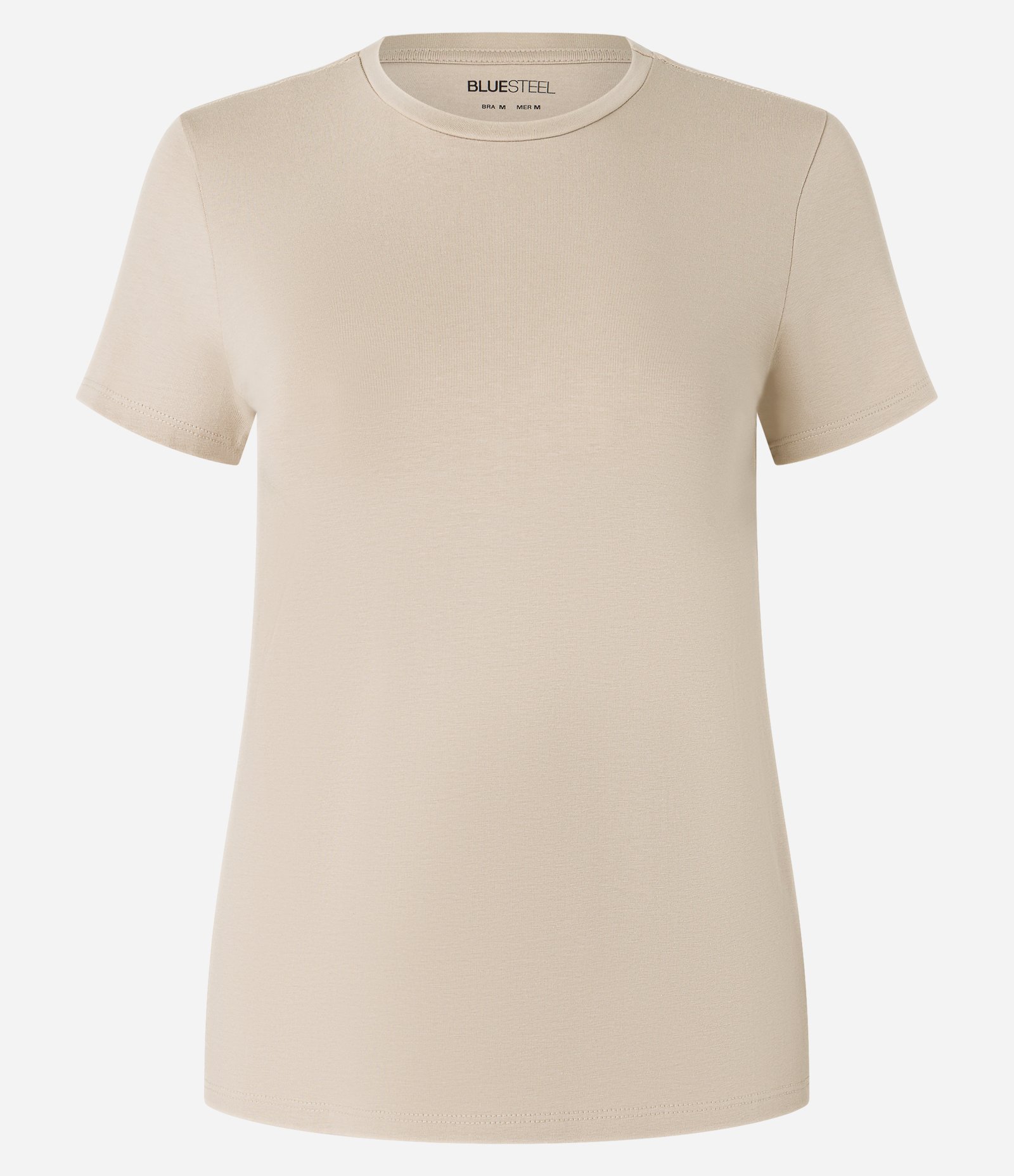 Blusa em Algodão Spandex com Manga Curta Bege 4