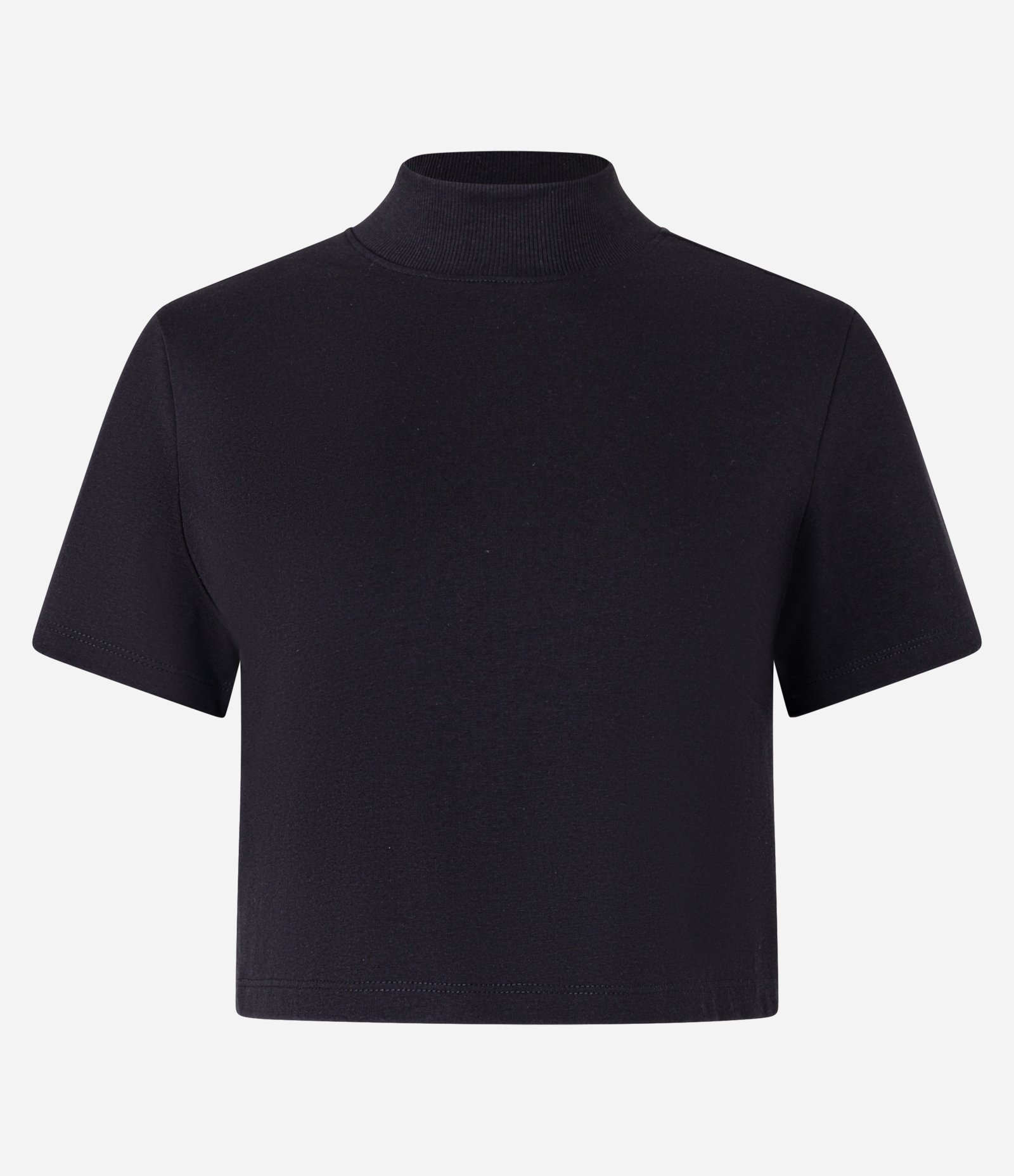 Blusa T-Shirt Cropped em Algodão Peruano com Gola Altinha Preto 6