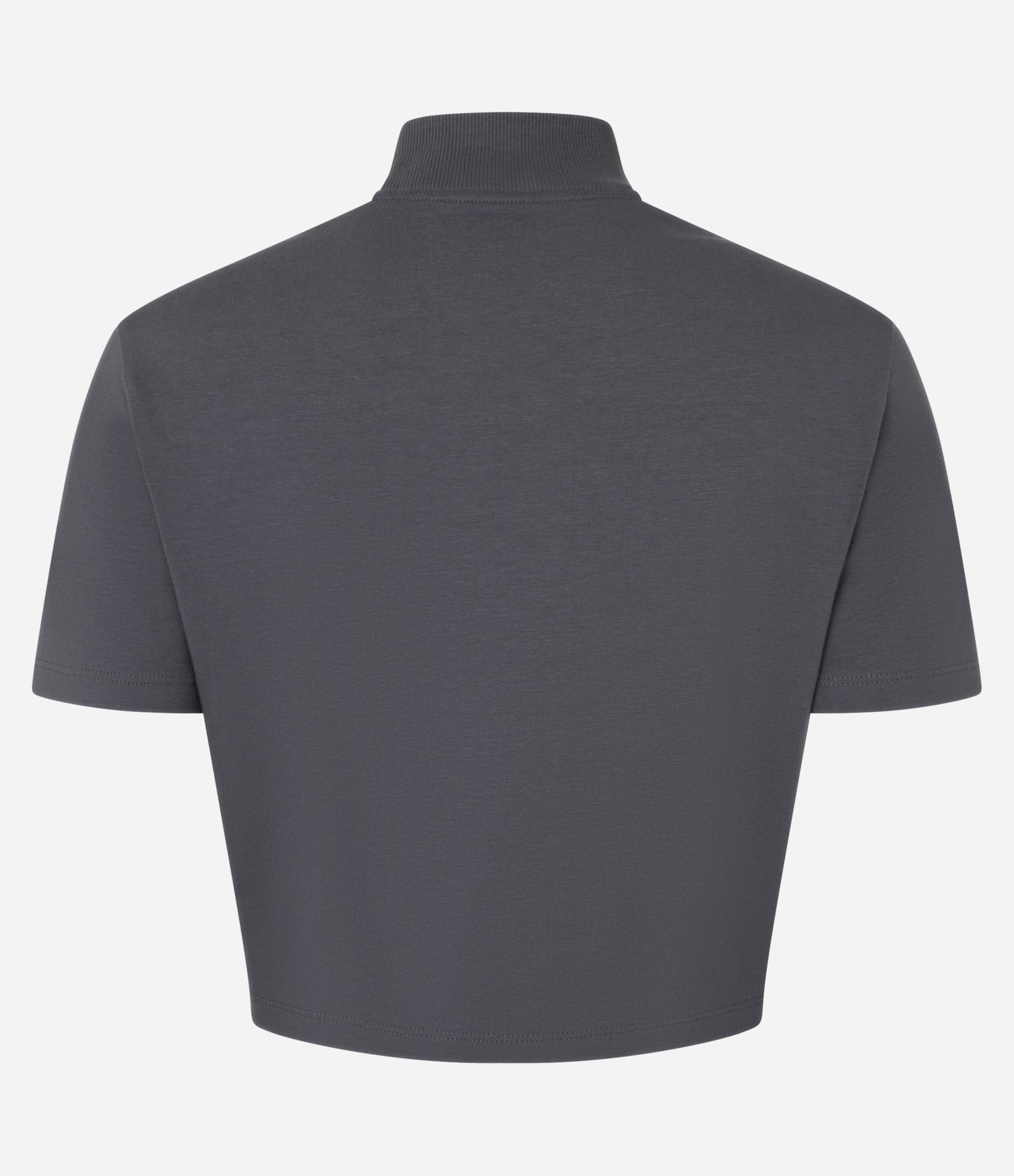 Blusa T-Shirt Cropped em Algodão Peruano com Gola Altinha Chumbo 5