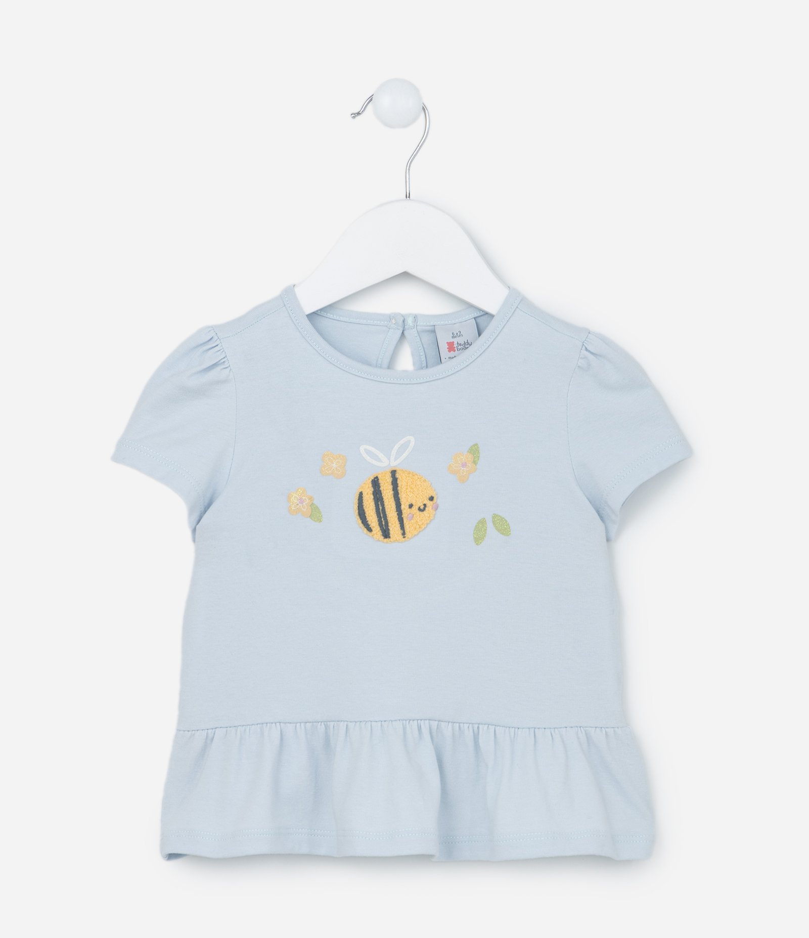 Conjunto Infantil com Estampa de Abelhinhas - Tam 0 a 18 meses Azul/Bege 2