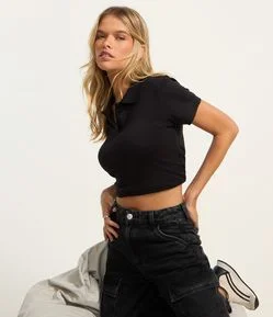 Blusa com Gola Polo em Algodão Peruano