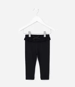 Calça Legging Infantil Canelada com Babado no Cós - Tam 0 a 18 meses